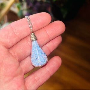 Elegant Blue Opal Teardrop Pendant Necklace